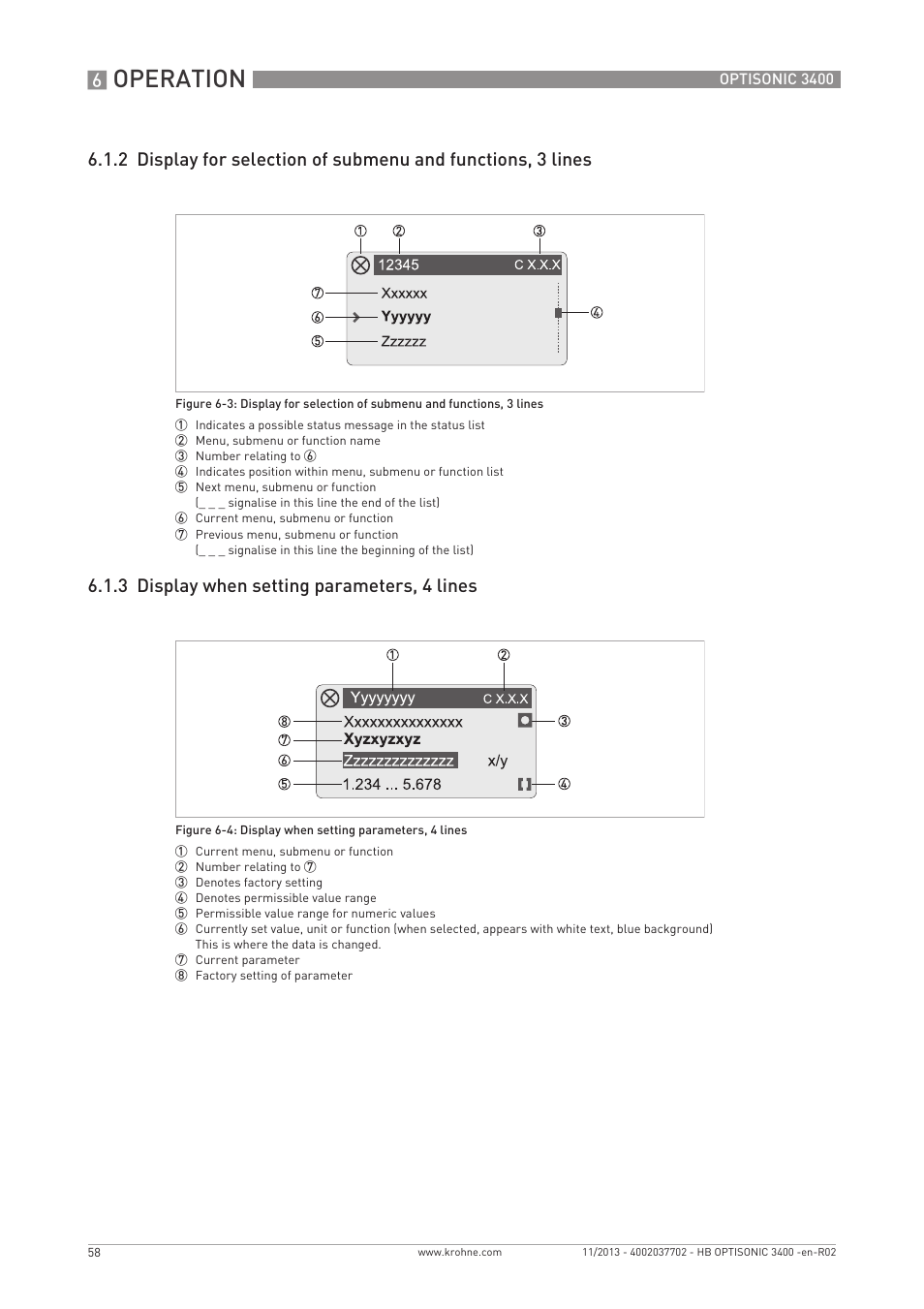 Operation | KROHNE OPTISONIC 3400 EN User Manual | Page 58 / 144