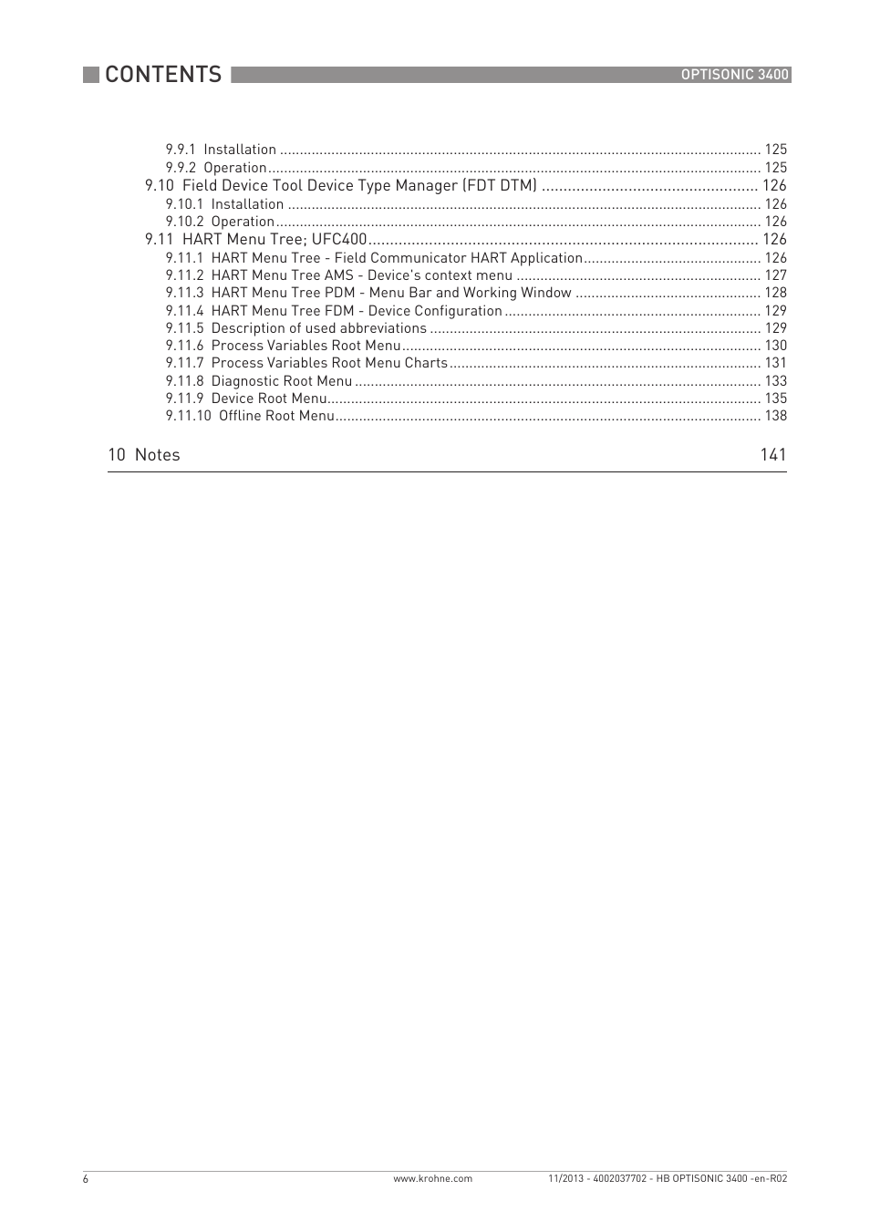 KROHNE OPTISONIC 3400 EN User Manual | Page 6 / 144