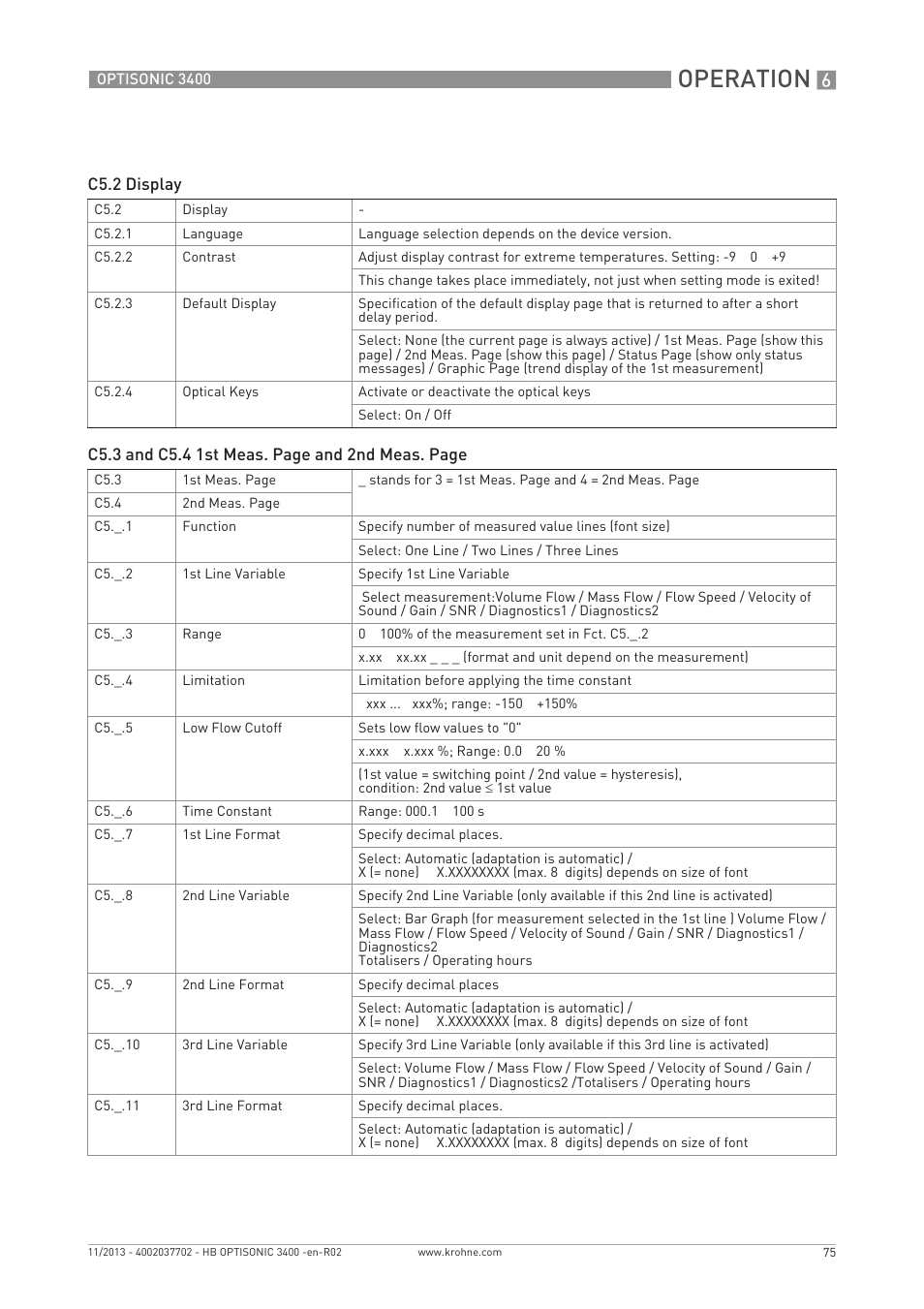 Operation | KROHNE OPTISONIC 3400 EN User Manual | Page 75 / 144