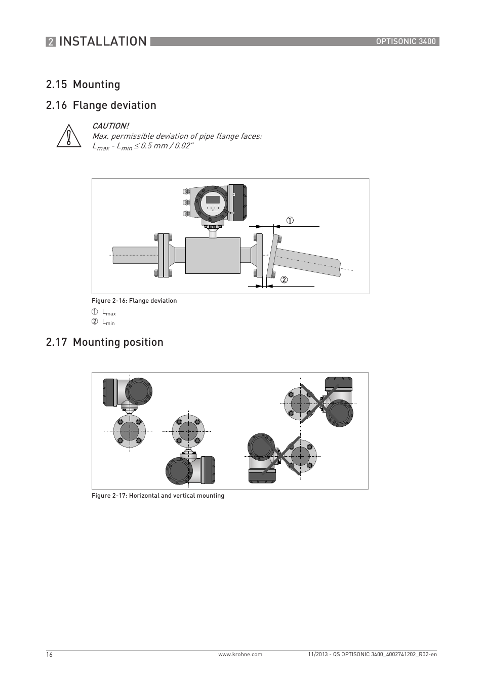 Installation | KROHNE OPTISONIC 3400 Quickstart EN User Manual | Page 16 / 36