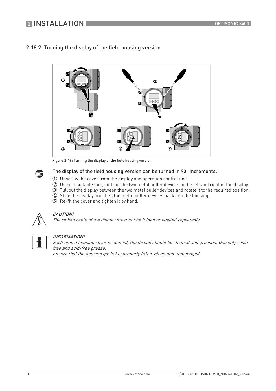 Installation | KROHNE OPTISONIC 3400 Quickstart EN User Manual | Page 18 / 36