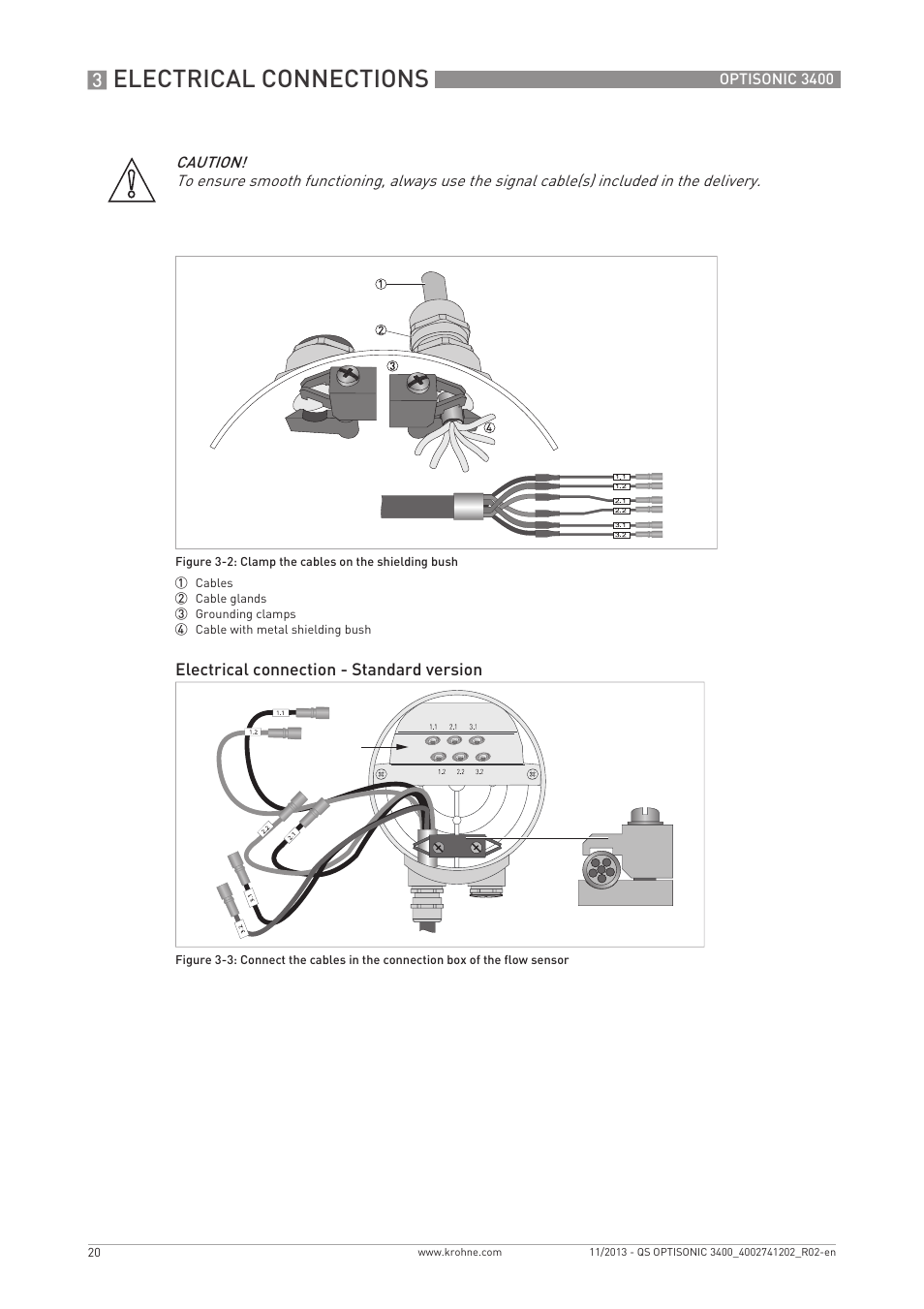 Electrical connections | KROHNE OPTISONIC 3400 Quickstart EN User Manual | Page 20 / 36