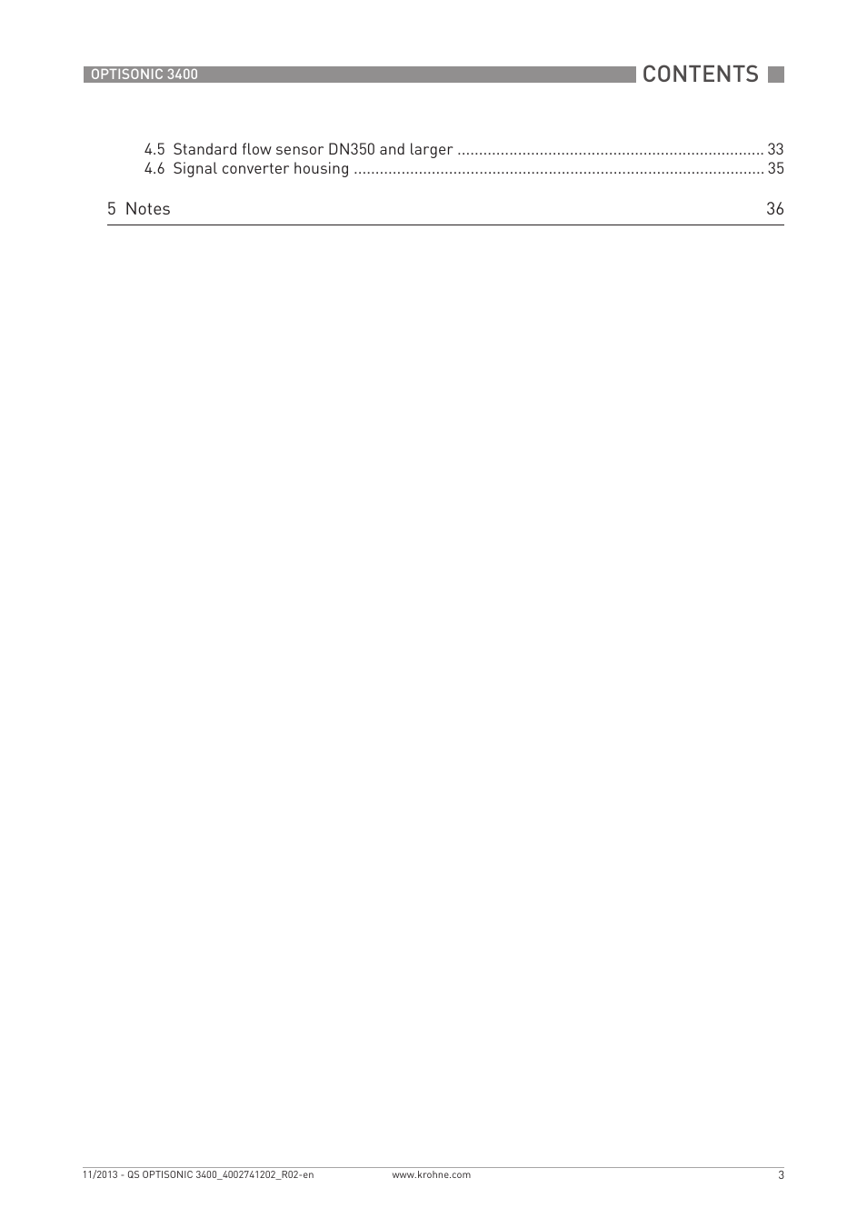 KROHNE OPTISONIC 3400 Quickstart EN User Manual | Page 3 / 36