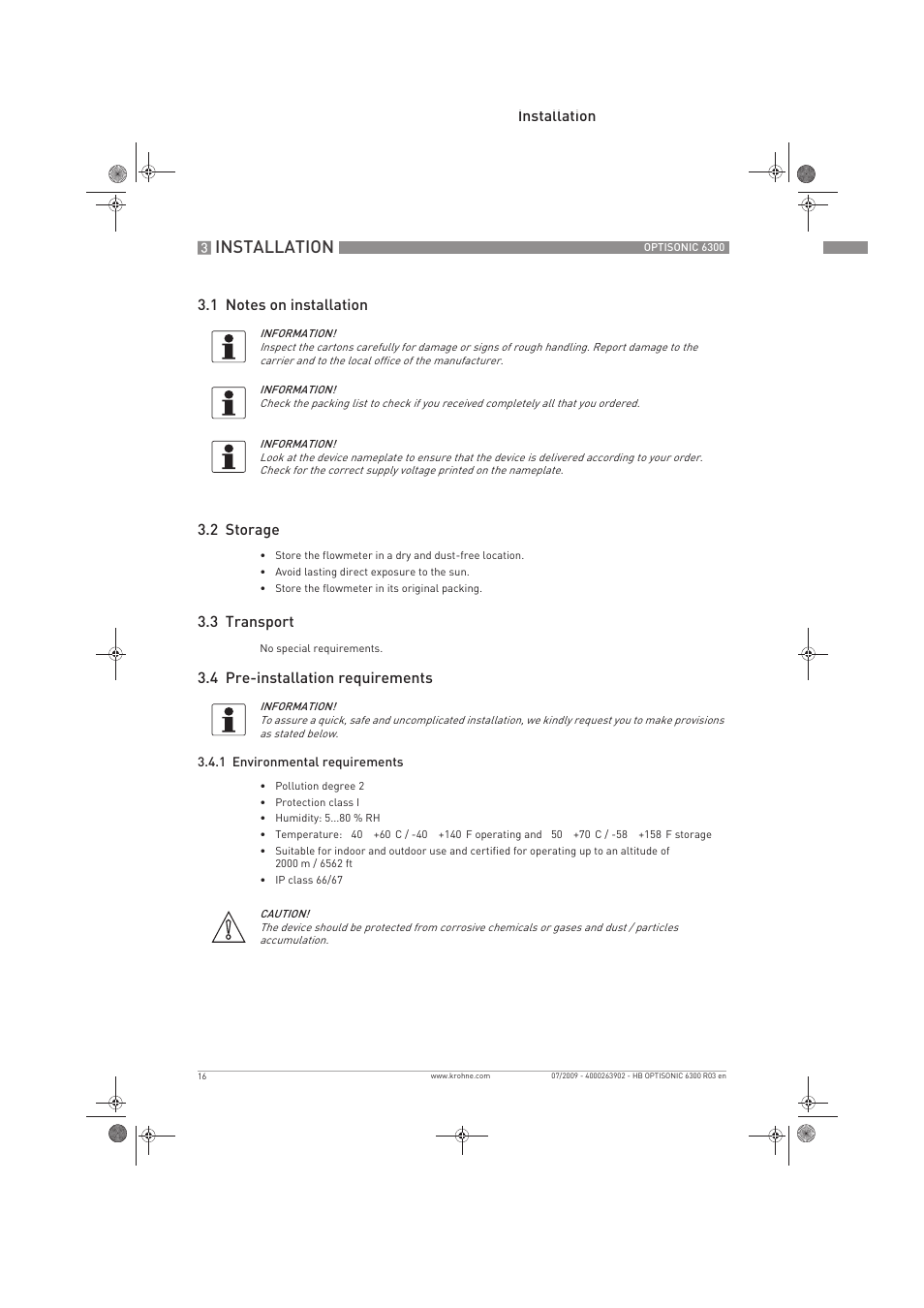 Installation | KROHNE OPTISONIC 6300 EN User Manual | Page 16 / 120