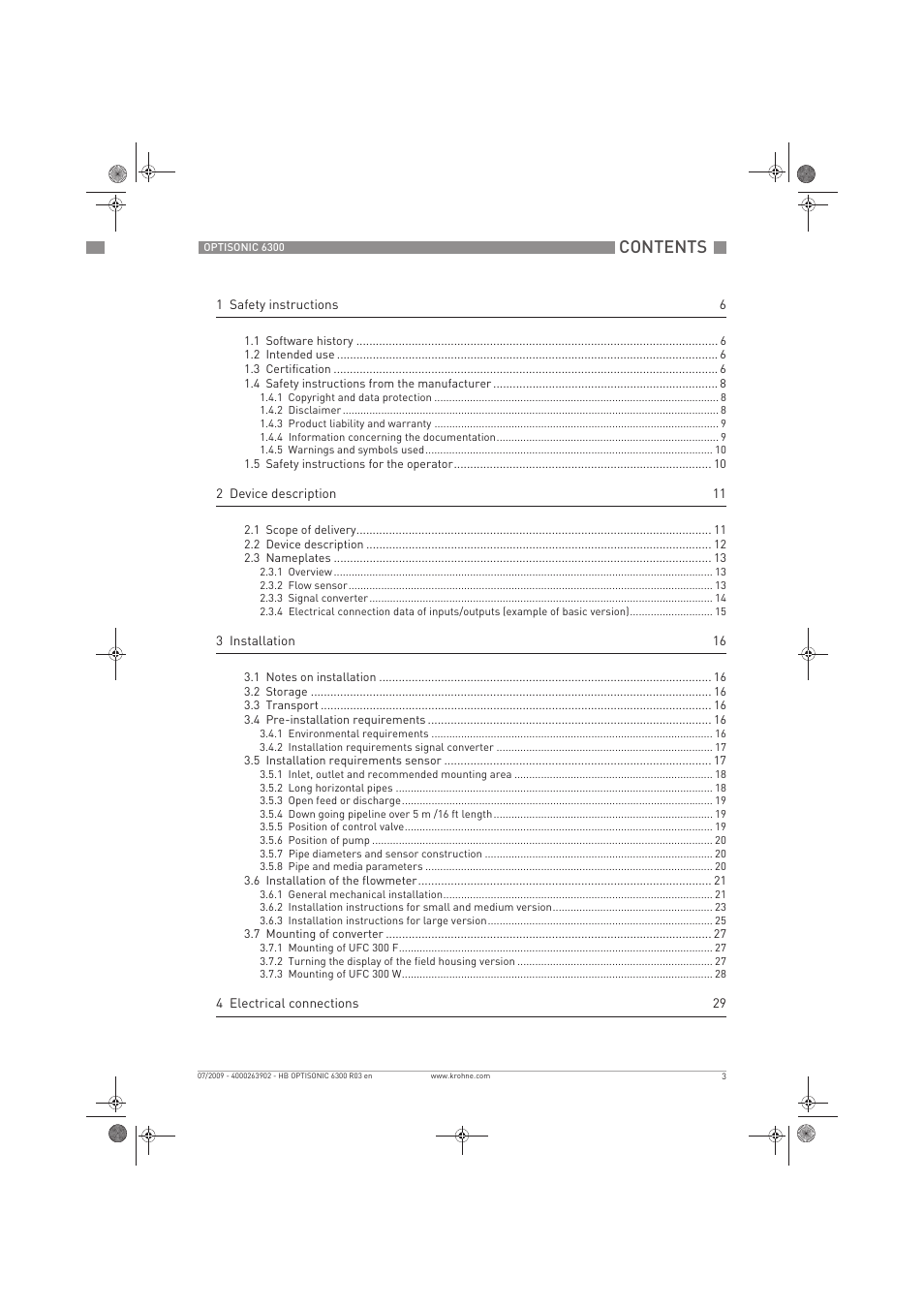 KROHNE OPTISONIC 6300 EN User Manual | Page 3 / 120