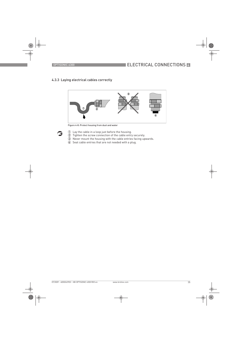 Electrical connections | KROHNE OPTISONIC 6300 EN User Manual | Page 35 / 120