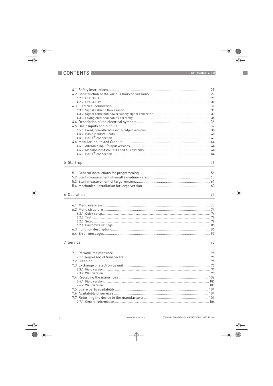 KROHNE OPTISONIC 6300 EN User Manual | Page 4 / 120