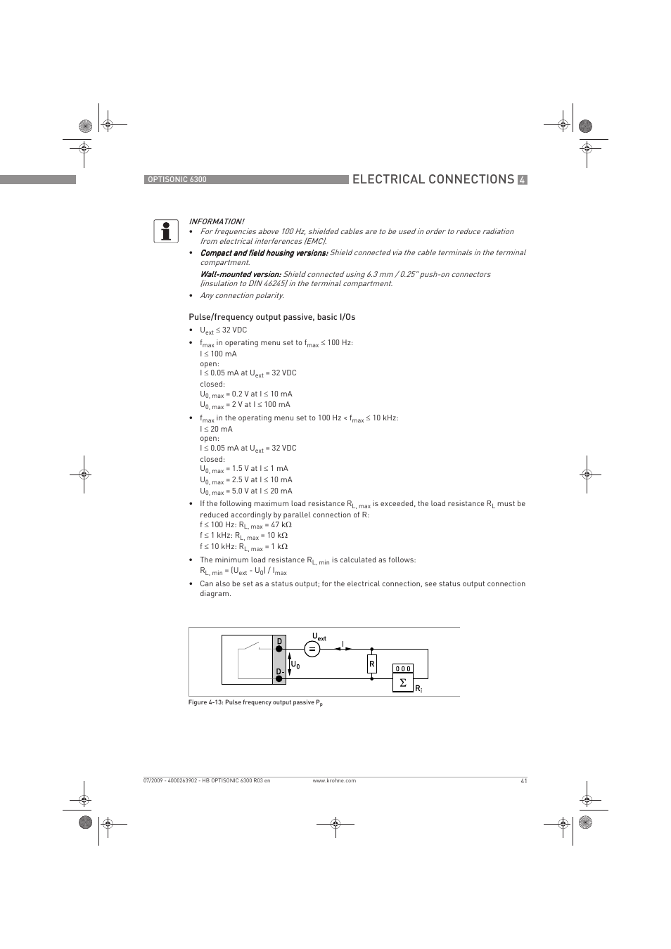 Electrical connections | KROHNE OPTISONIC 6300 EN User Manual | Page 41 / 120