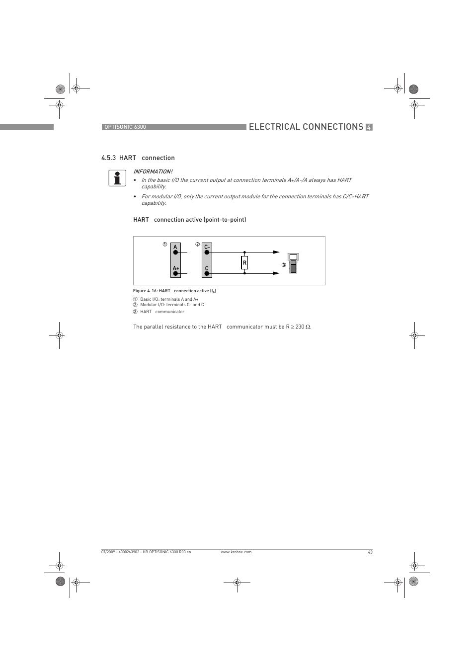 Electrical connections | KROHNE OPTISONIC 6300 EN User Manual | Page 43 / 120