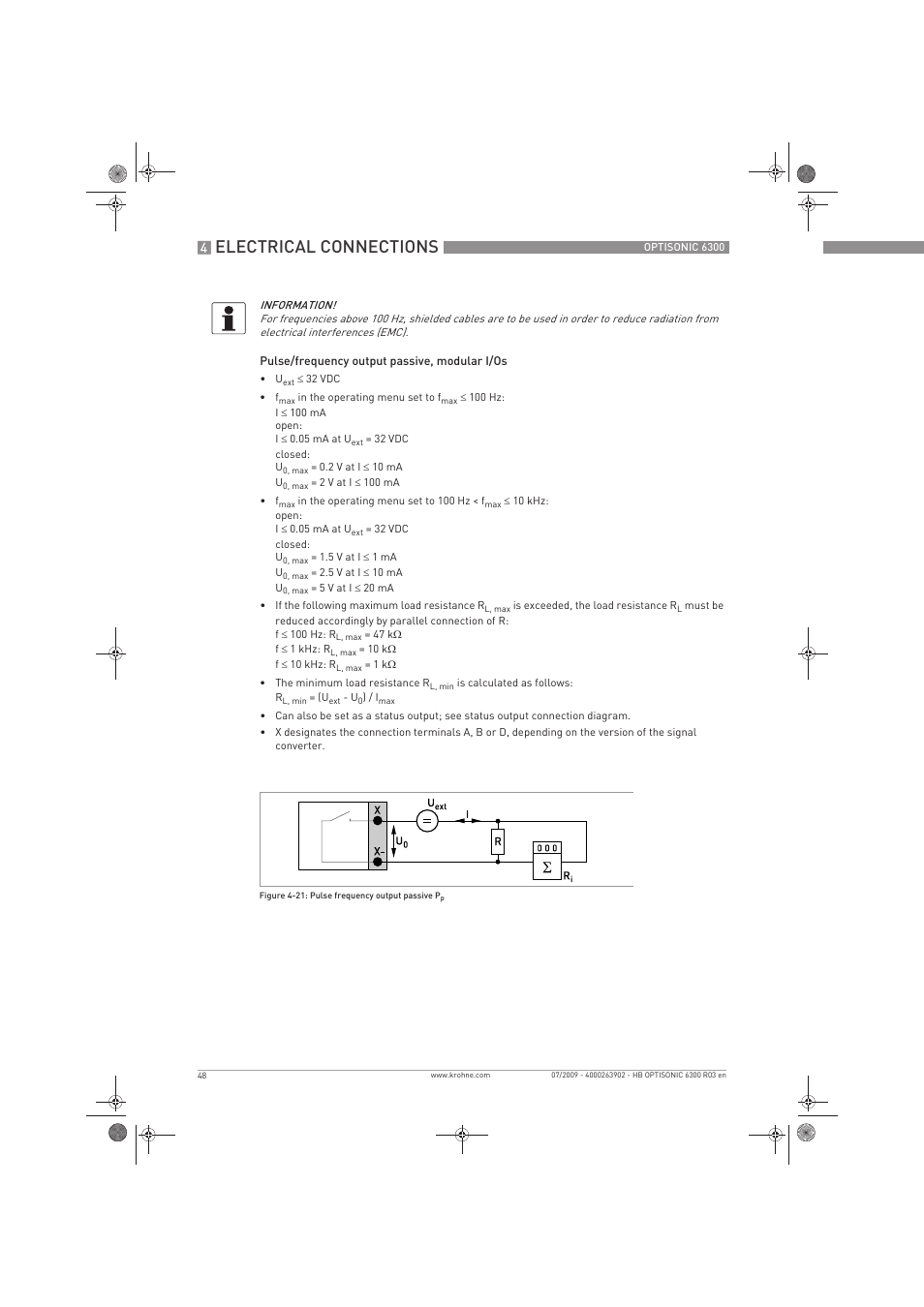 Electrical connections | KROHNE OPTISONIC 6300 EN User Manual | Page 48 / 120