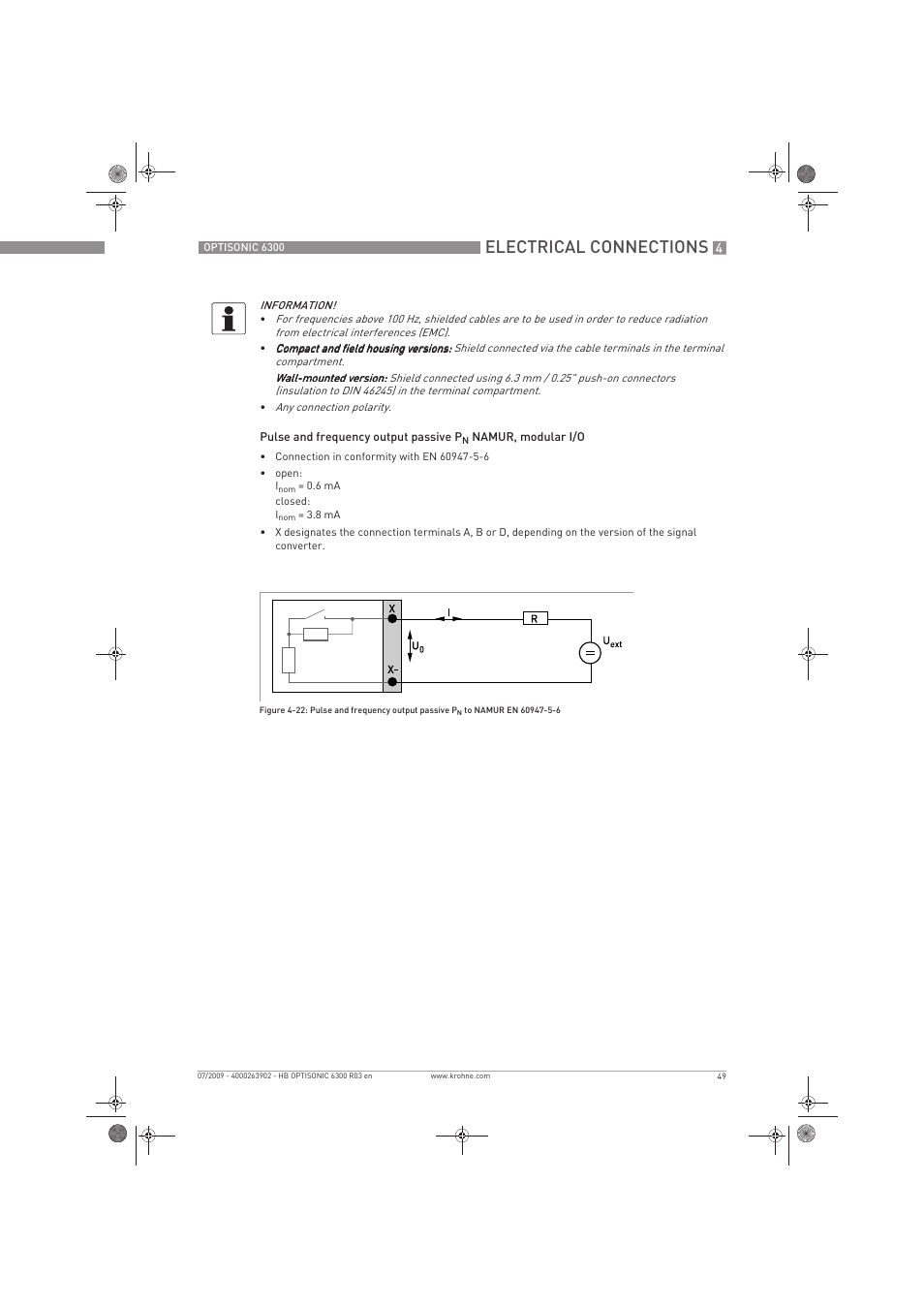 Electrical connections | KROHNE OPTISONIC 6300 EN User Manual | Page 49 / 120