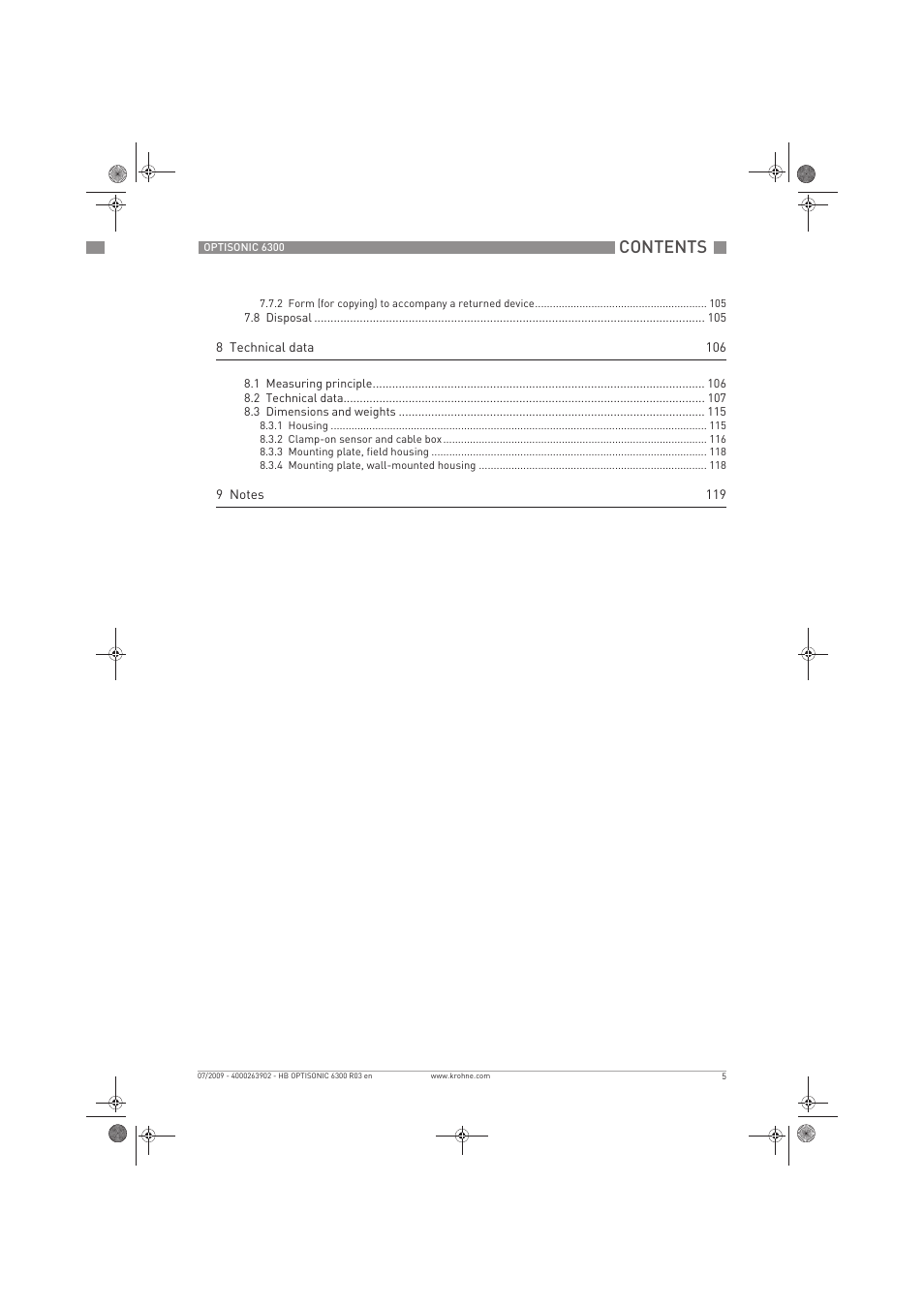 KROHNE OPTISONIC 6300 EN User Manual | Page 5 / 120