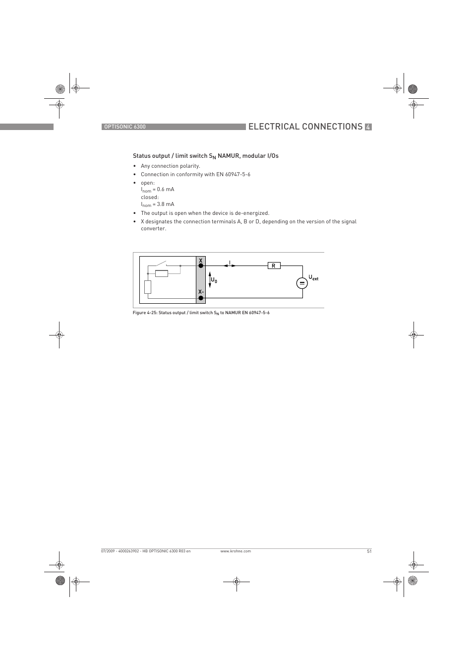 Electrical connections | KROHNE OPTISONIC 6300 EN User Manual | Page 51 / 120