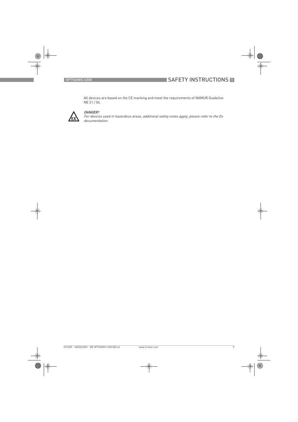 Safety instructions | KROHNE OPTISONIC 6300 EN User Manual | Page 7 / 120