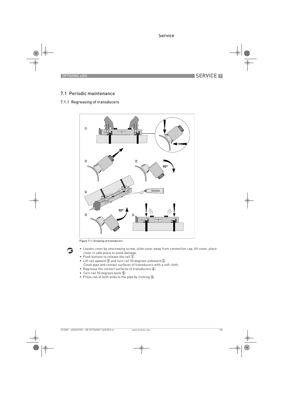 Service, Service 7.1 periodic maintenance | KROHNE OPTISONIC 6300 EN User Manual | Page 95 / 120