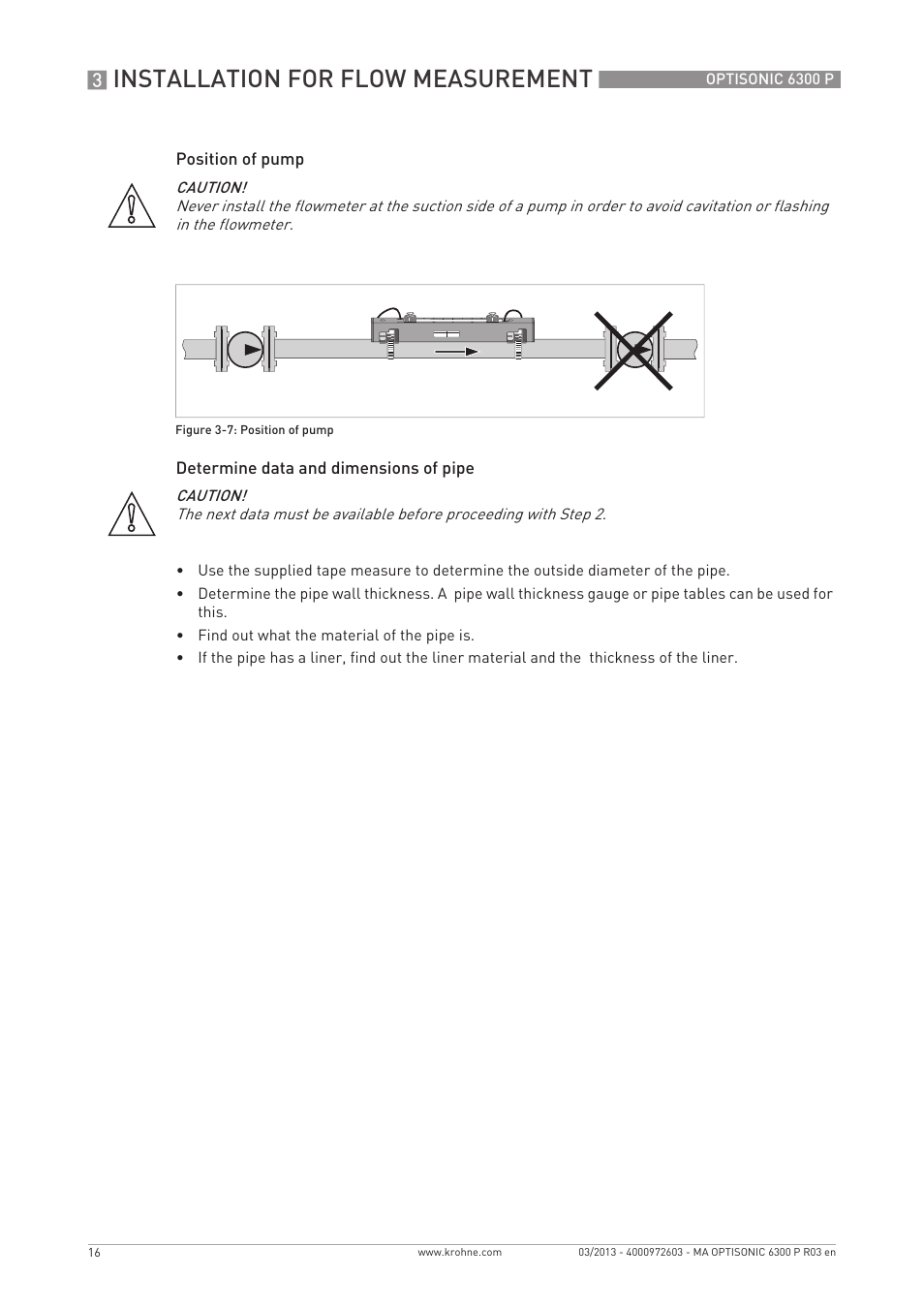 Installation for flow measurement | KROHNE OPTISONIC 6300 P-6400 EN User Manual | Page 16 / 88