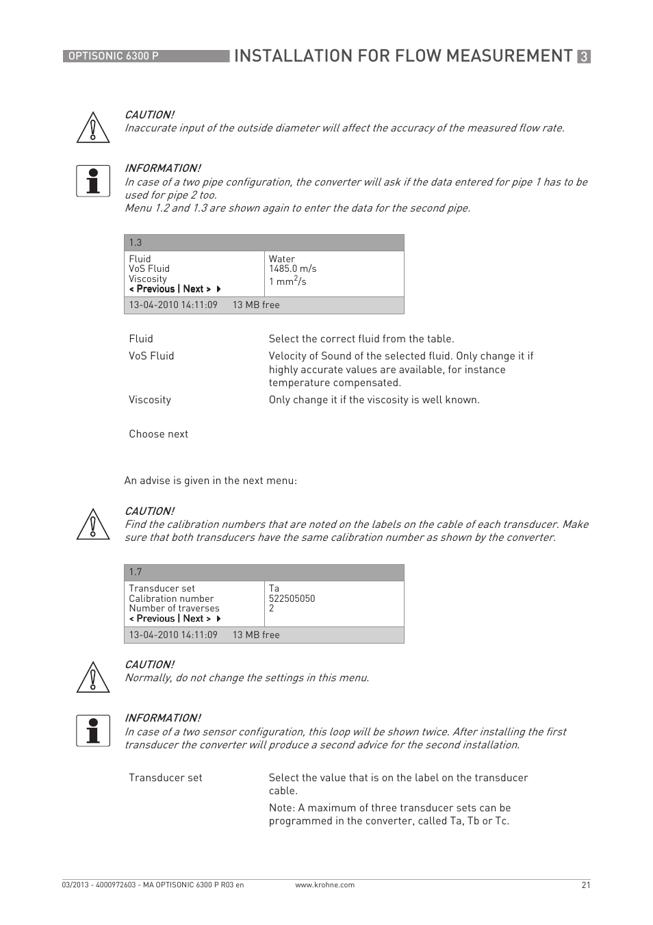 Installation for flow measurement | KROHNE OPTISONIC 6300 P-6400 EN User Manual | Page 21 / 88