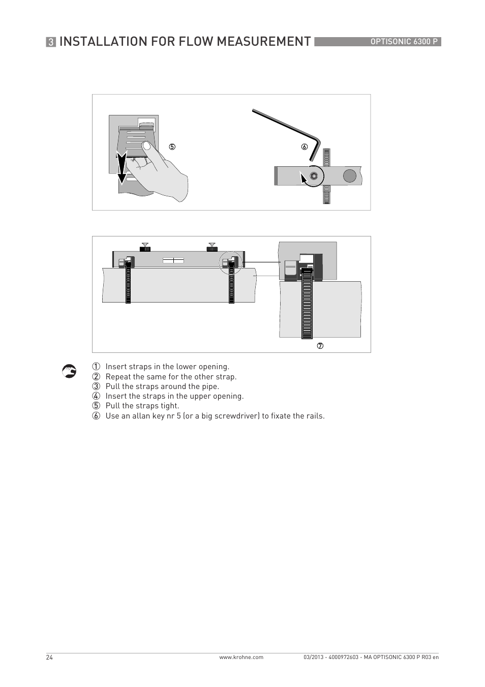 Installation for flow measurement | KROHNE OPTISONIC 6300 P-6400 EN User Manual | Page 24 / 88