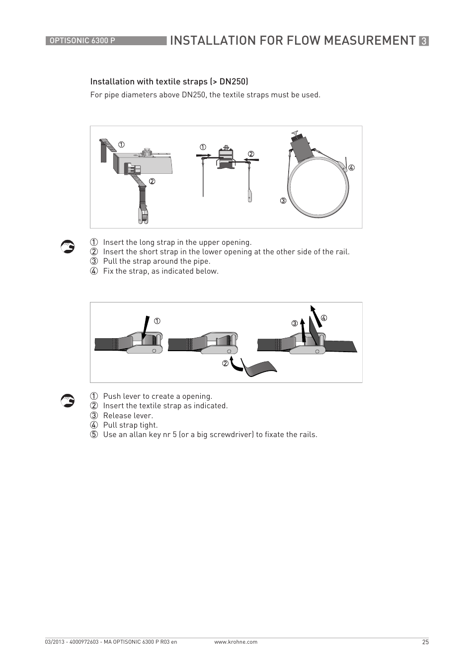 Installation for flow measurement | KROHNE OPTISONIC 6300 P-6400 EN User Manual | Page 25 / 88