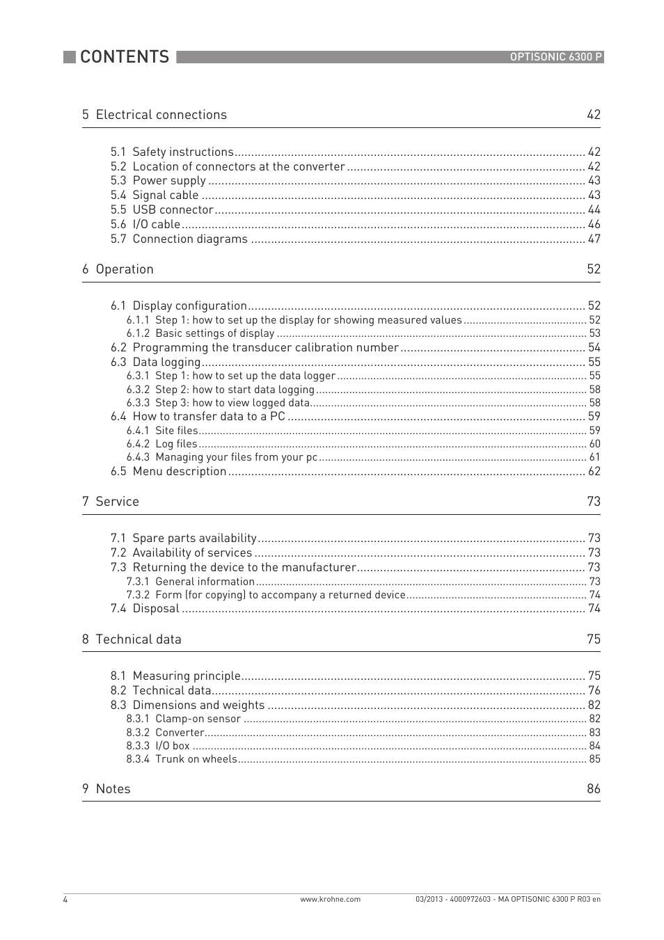 KROHNE OPTISONIC 6300 P-6400 EN User Manual | Page 4 / 88