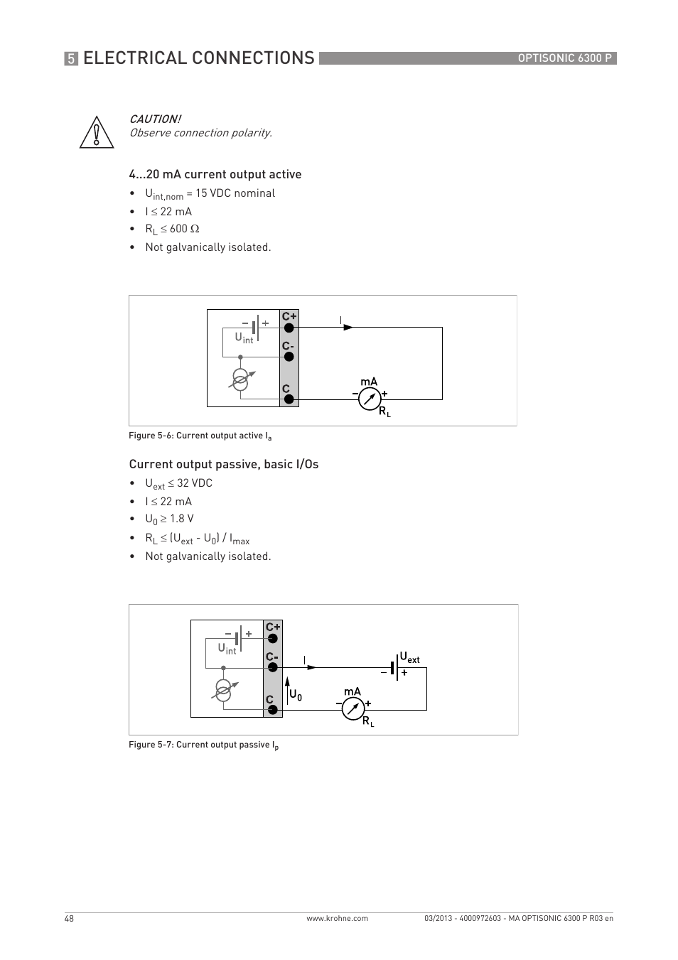 Electrical connections | KROHNE OPTISONIC 6300 P-6400 EN User Manual | Page 48 / 88