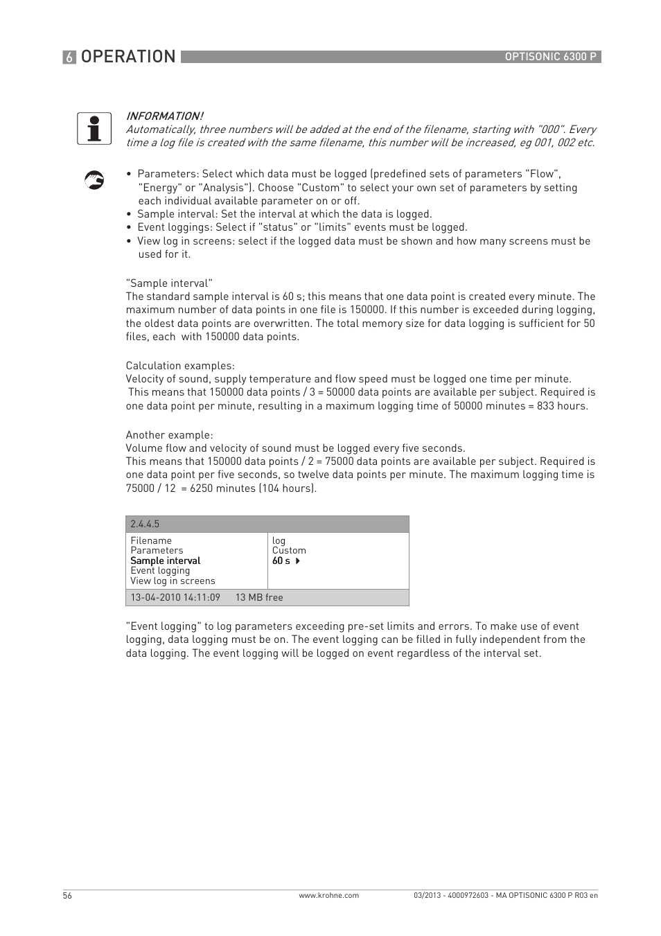 Operation | KROHNE OPTISONIC 6300 P-6400 EN User Manual | Page 56 / 88