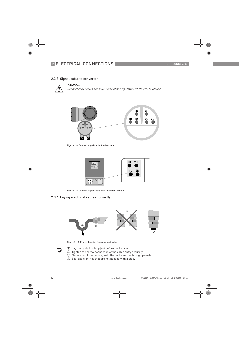 Electrical connections | KROHNE OPTISONIC 6300 Quickstart EN User Manual | Page 24 / 56