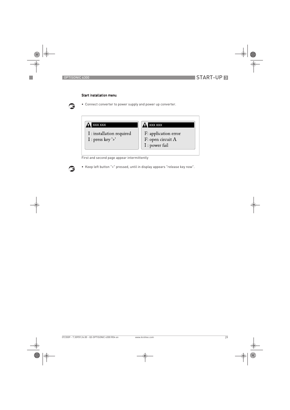 Start-up | KROHNE OPTISONIC 6300 Quickstart EN User Manual | Page 29 / 56