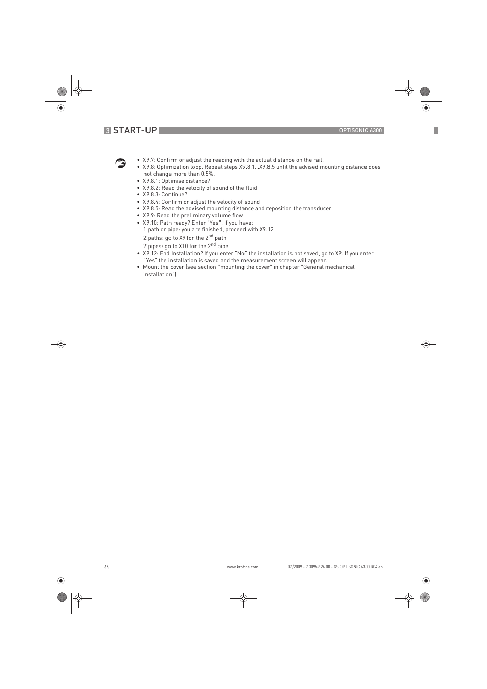 Start-up | KROHNE OPTISONIC 6300 Quickstart EN User Manual | Page 44 / 56