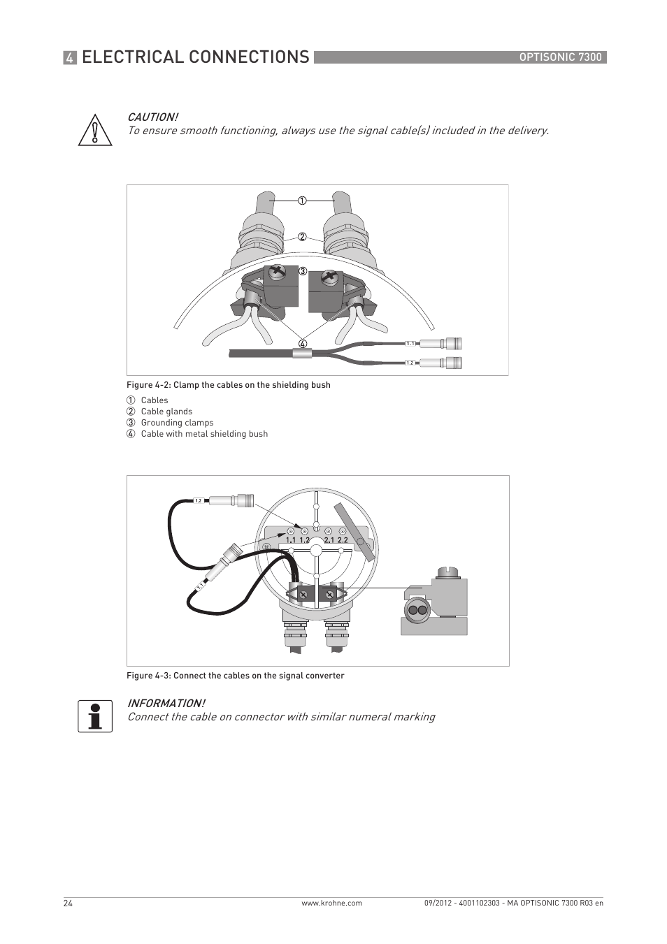 Electrical connections | KROHNE OPTISONIC 7300 EN User Manual | Page 24 / 136