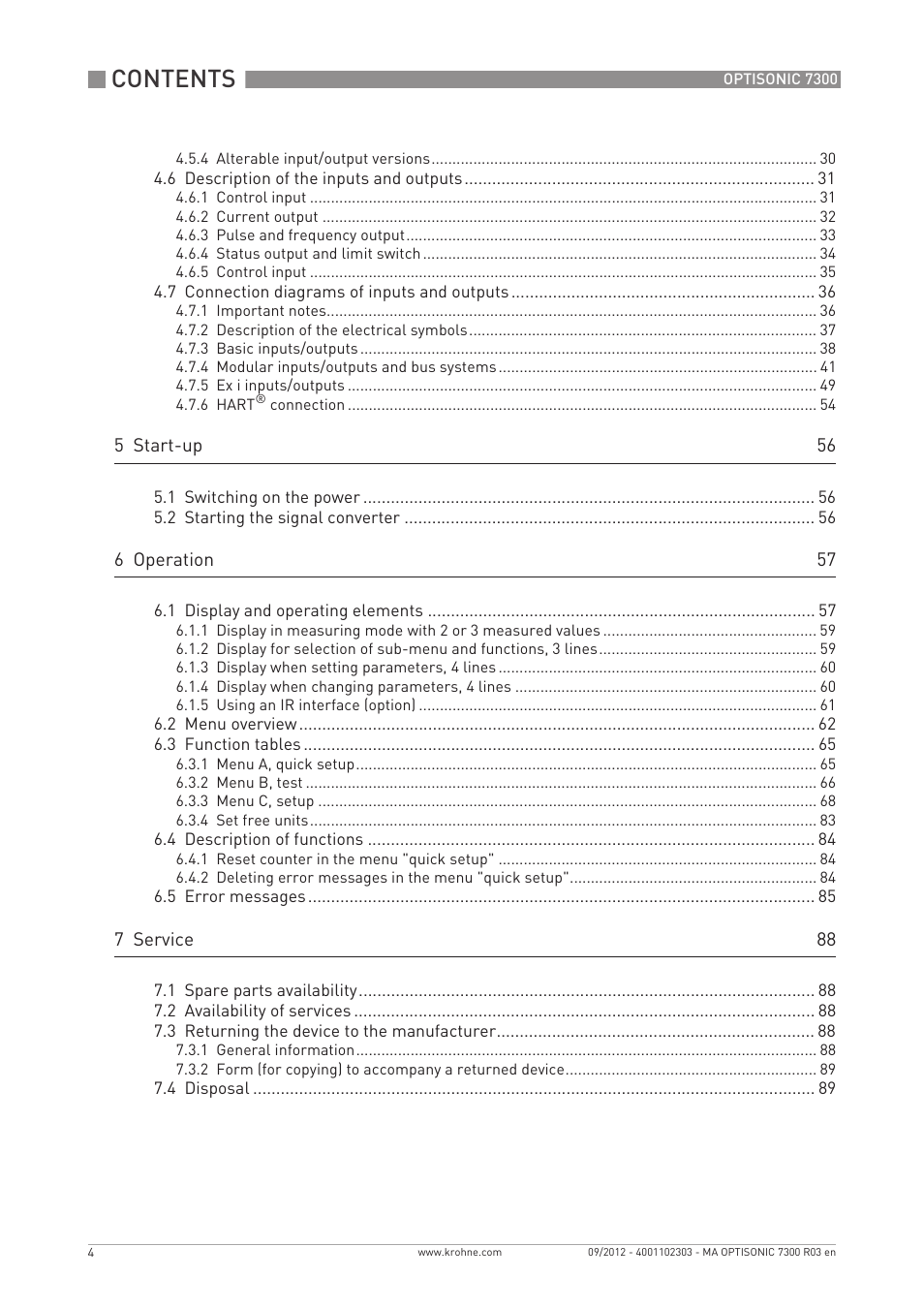 KROHNE OPTISONIC 7300 EN User Manual | Page 4 / 136