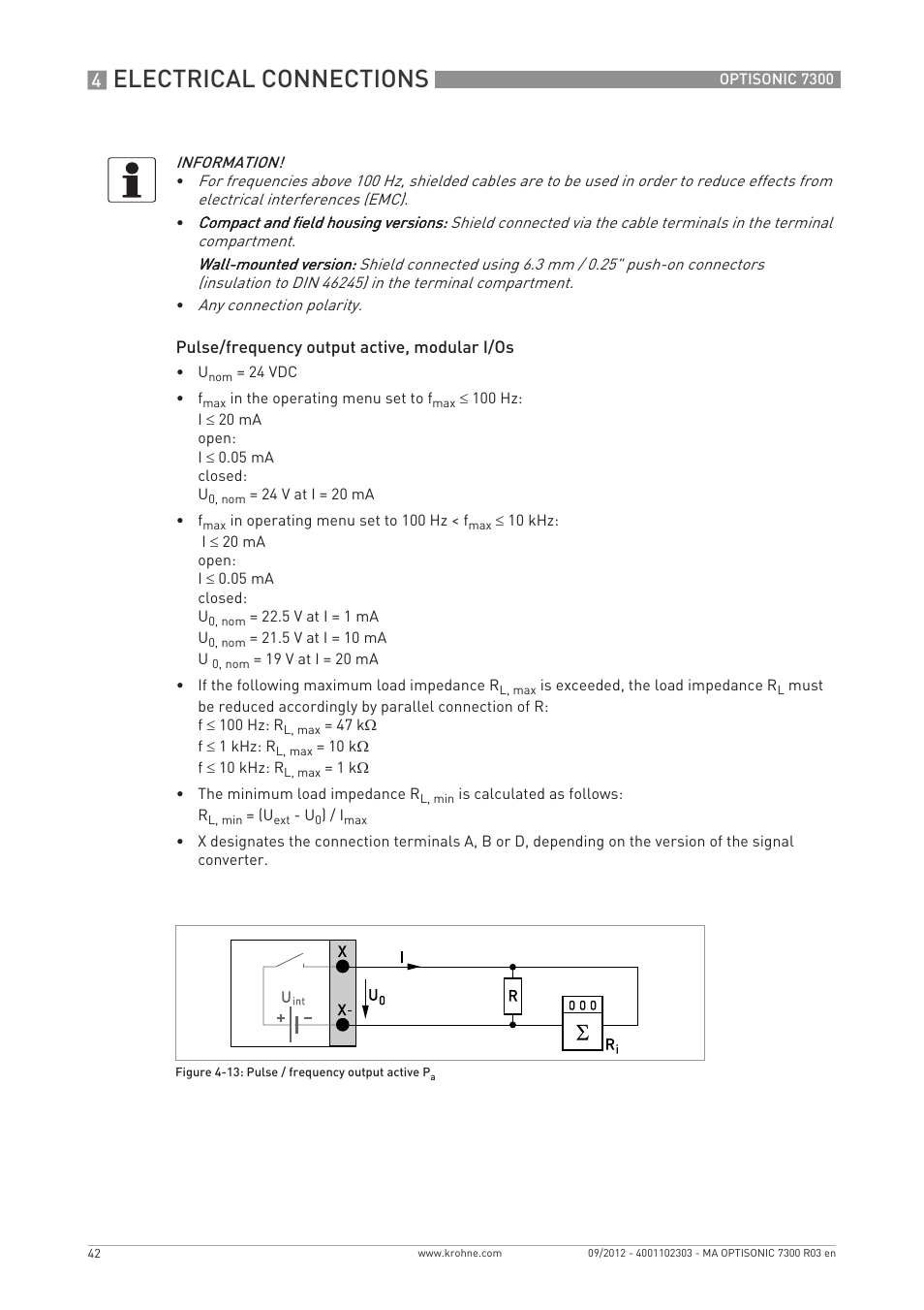 Electrical connections | KROHNE OPTISONIC 7300 EN User Manual | Page 42 / 136