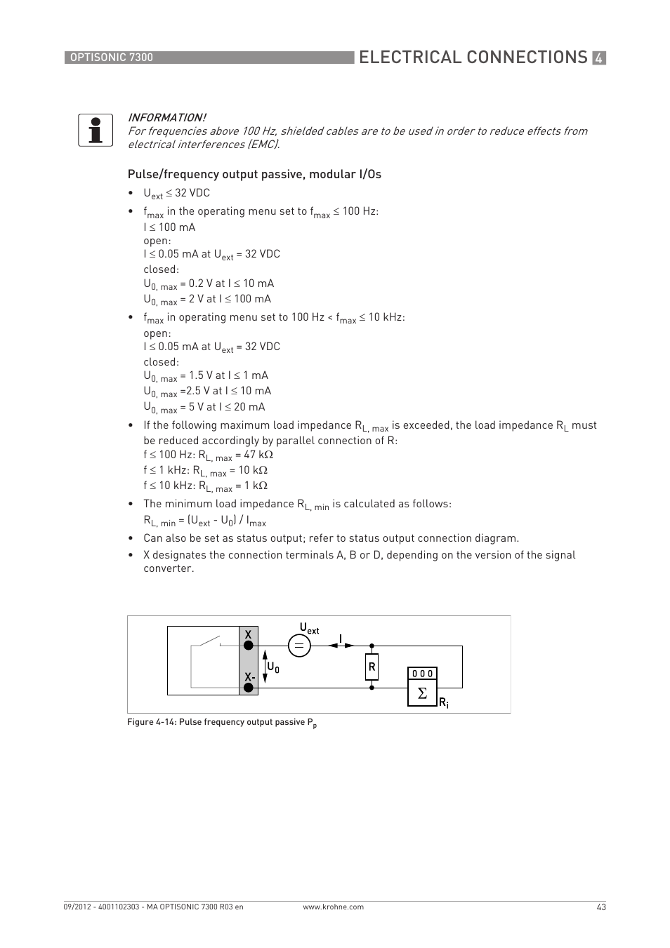 Electrical connections | KROHNE OPTISONIC 7300 EN User Manual | Page 43 / 136