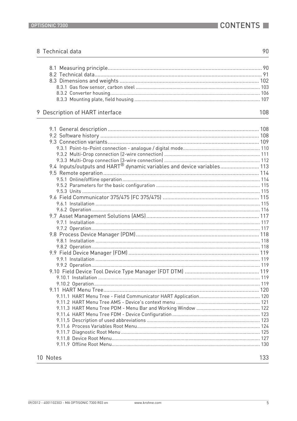 KROHNE OPTISONIC 7300 EN User Manual | Page 5 / 136