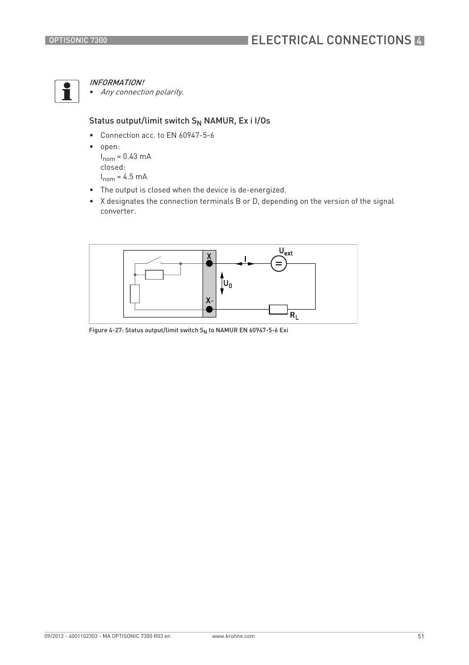 Electrical connections | KROHNE OPTISONIC 7300 EN User Manual | Page 51 / 136