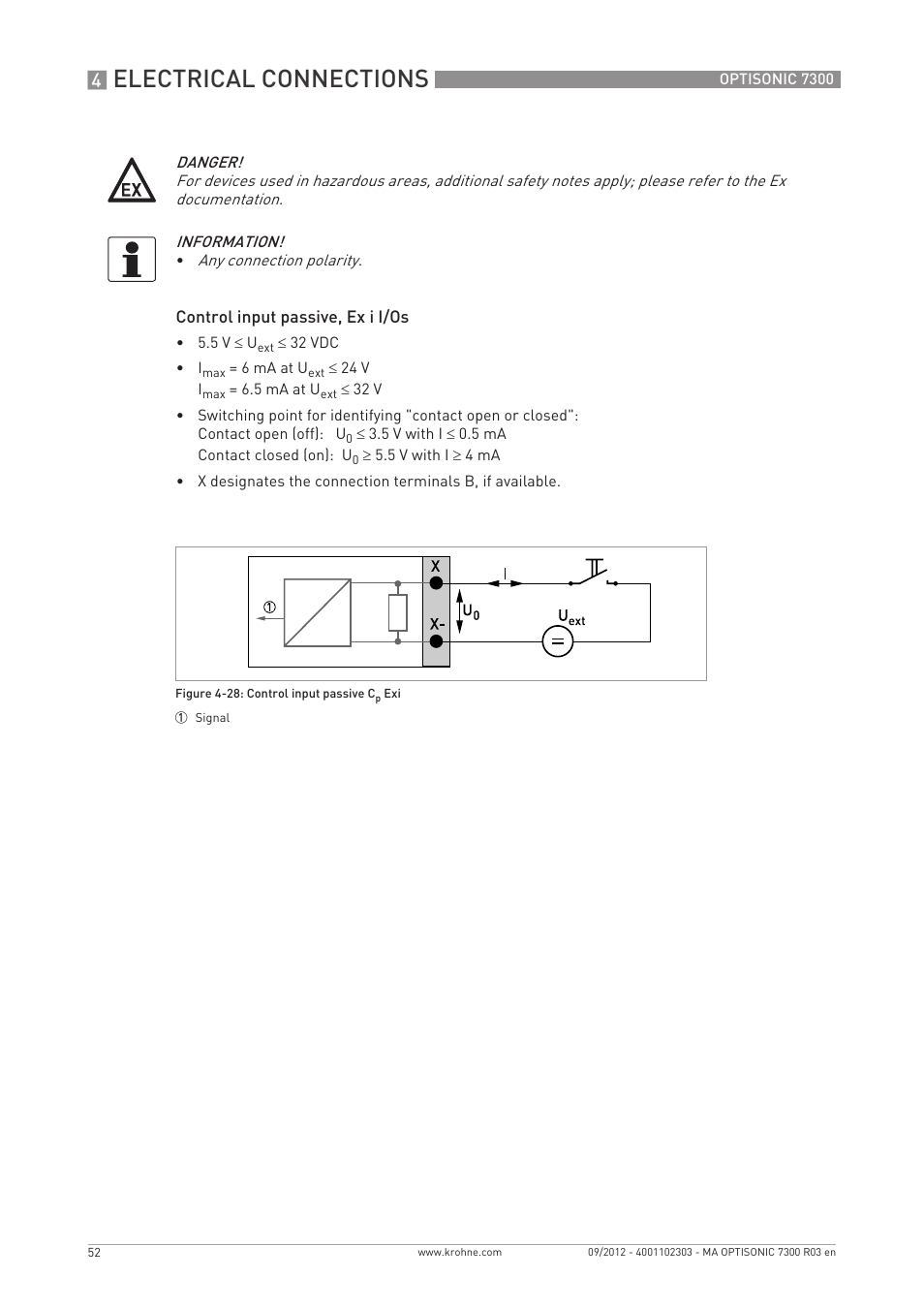 Electrical connections | KROHNE OPTISONIC 7300 EN User Manual | Page 52 / 136