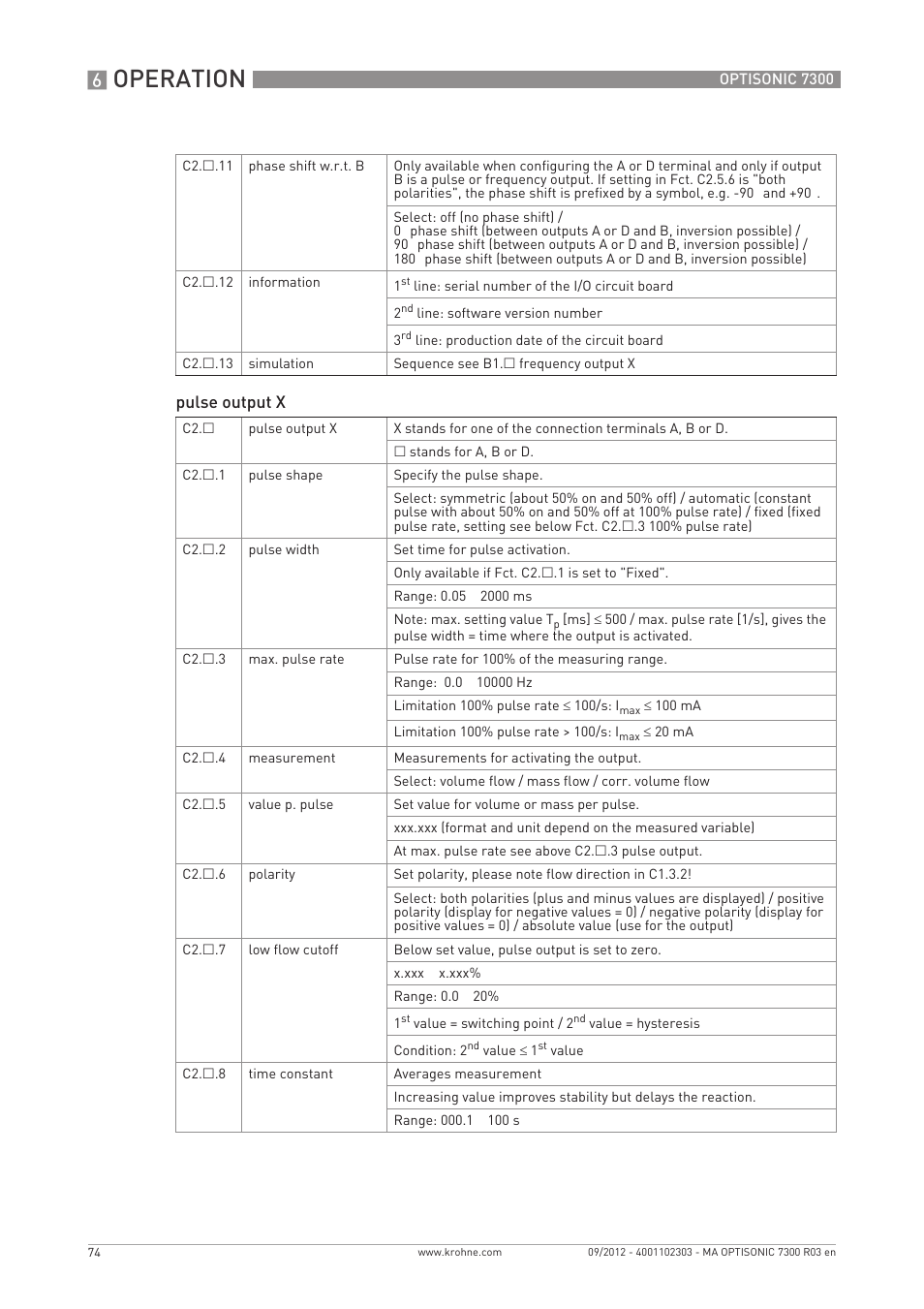 Operation | KROHNE OPTISONIC 7300 EN User Manual | Page 74 / 136