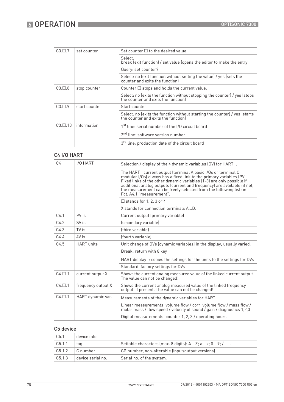 Operation | KROHNE OPTISONIC 7300 EN User Manual | Page 78 / 136