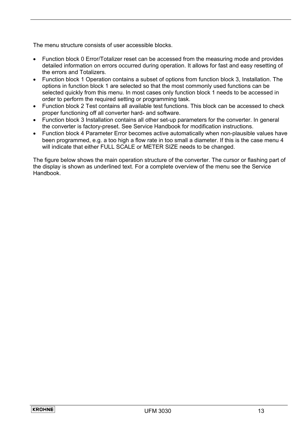 2 menu structure and function of operating keys | KROHNE UFM 3030 EN User Manual | Page 13 / 23