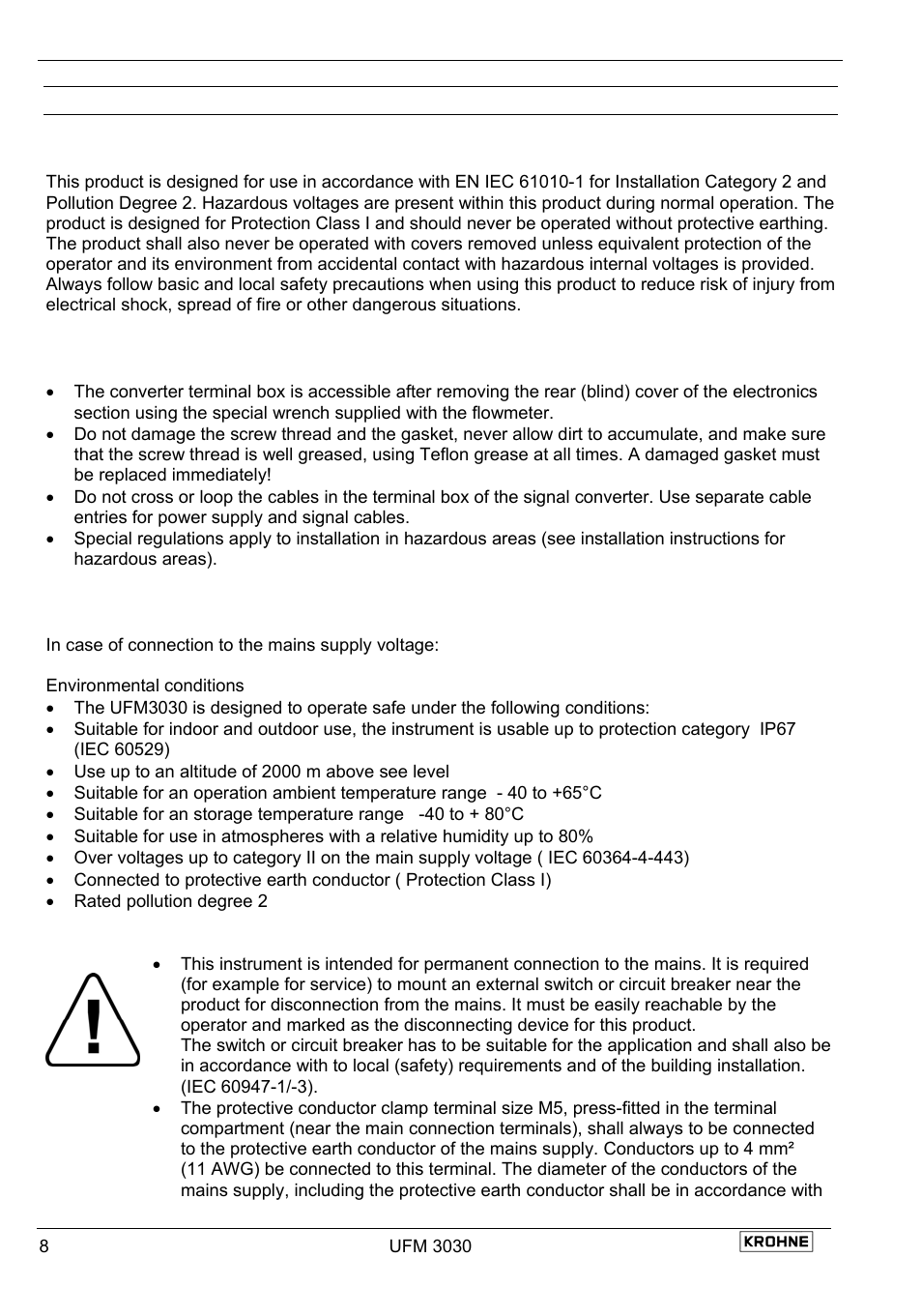 3 connecting the signal converter, 1 safety instructions, 2 converter terminal box | 3 power supply connection | KROHNE UFM 3030 EN User Manual | Page 8 / 23