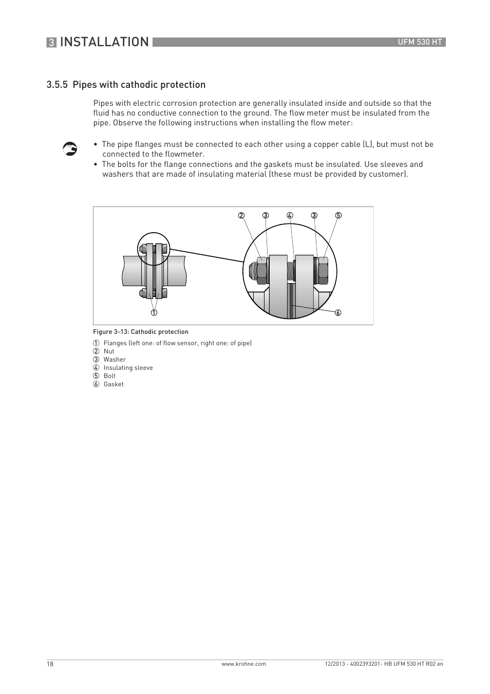 Installation, 5 pipes with cathodic protection | KROHNE UFM 530 HT EN User Manual | Page 18 / 68