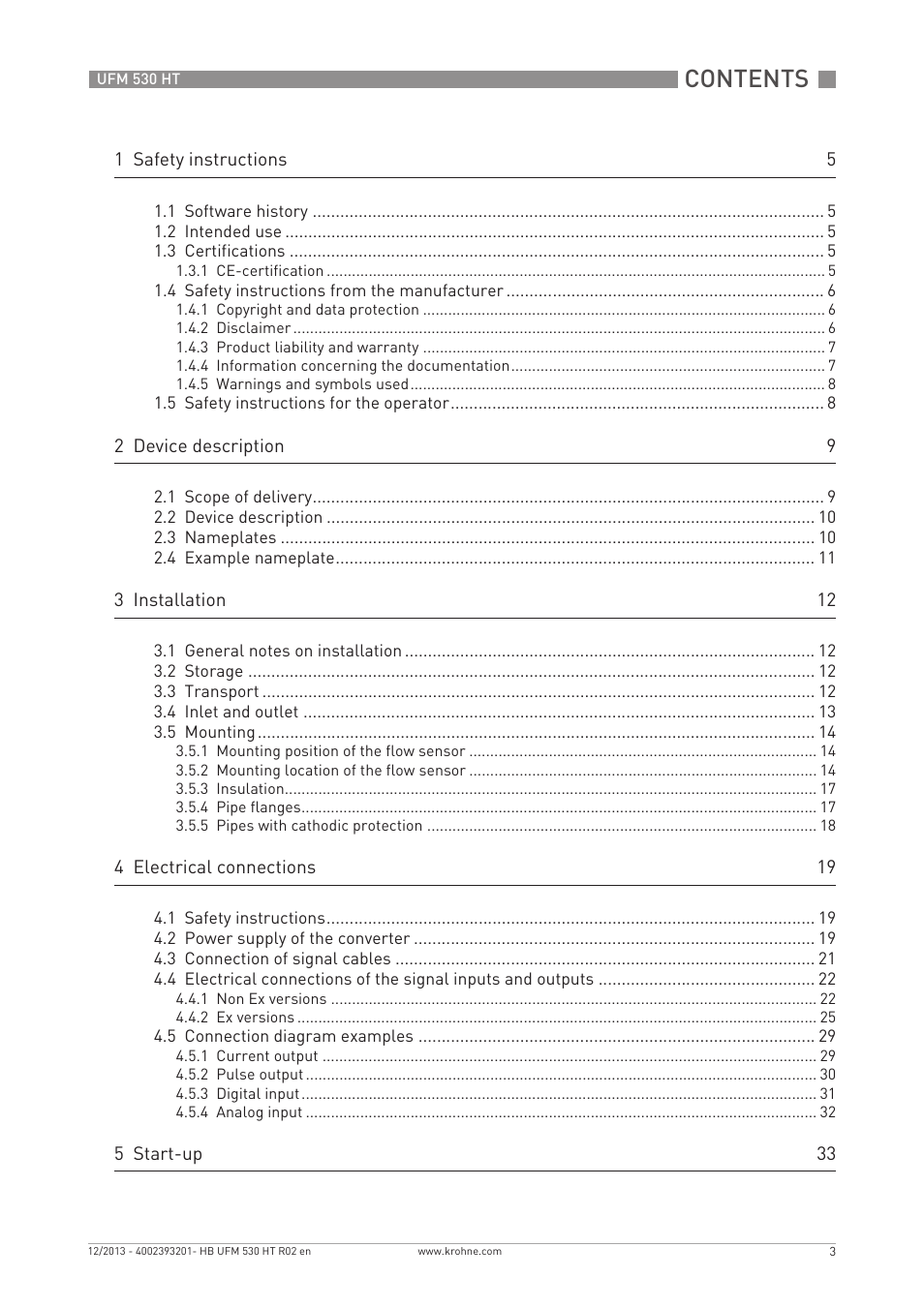 KROHNE UFM 530 HT EN User Manual | Page 3 / 68