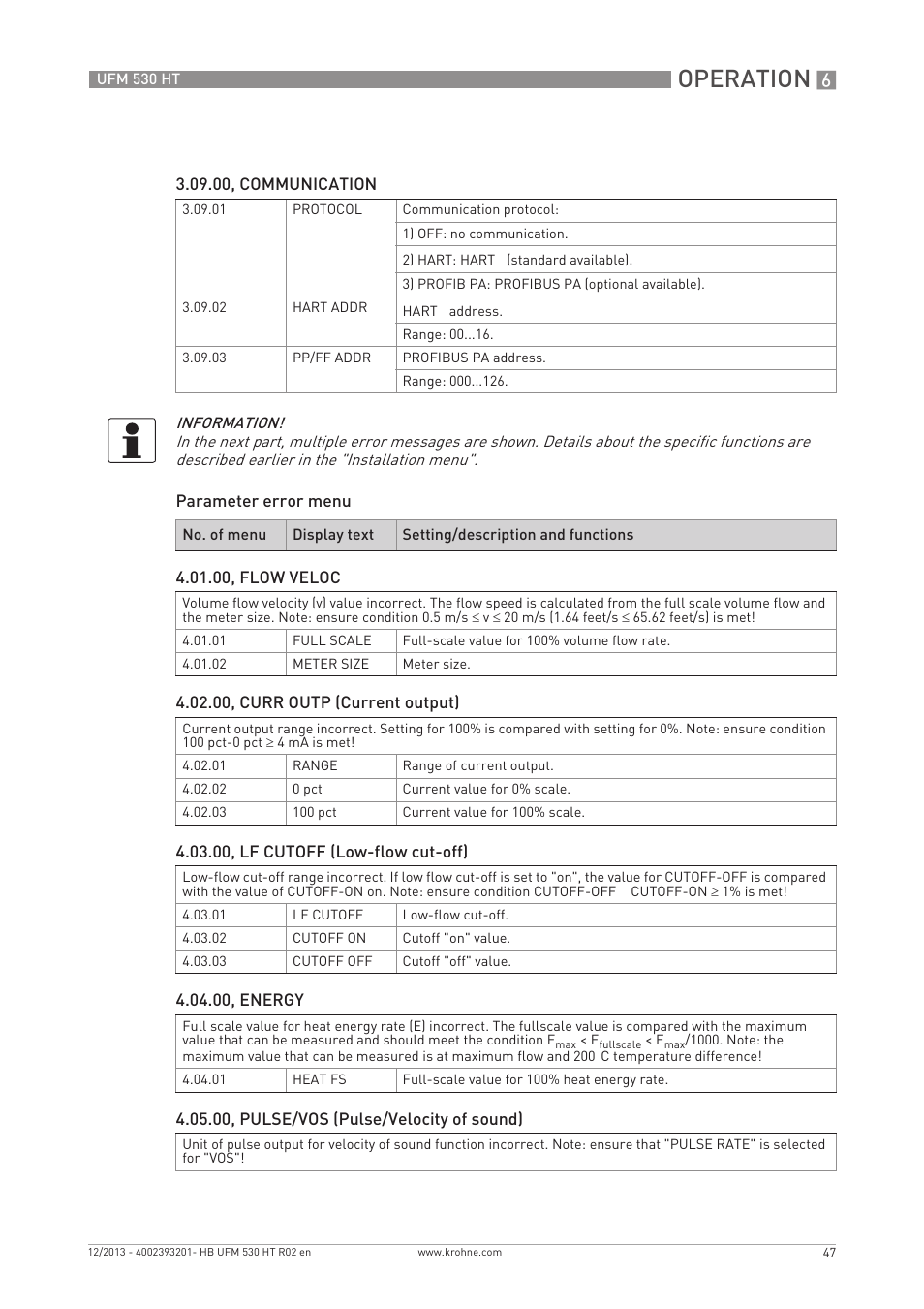 Operation | KROHNE UFM 530 HT EN User Manual | Page 47 / 68