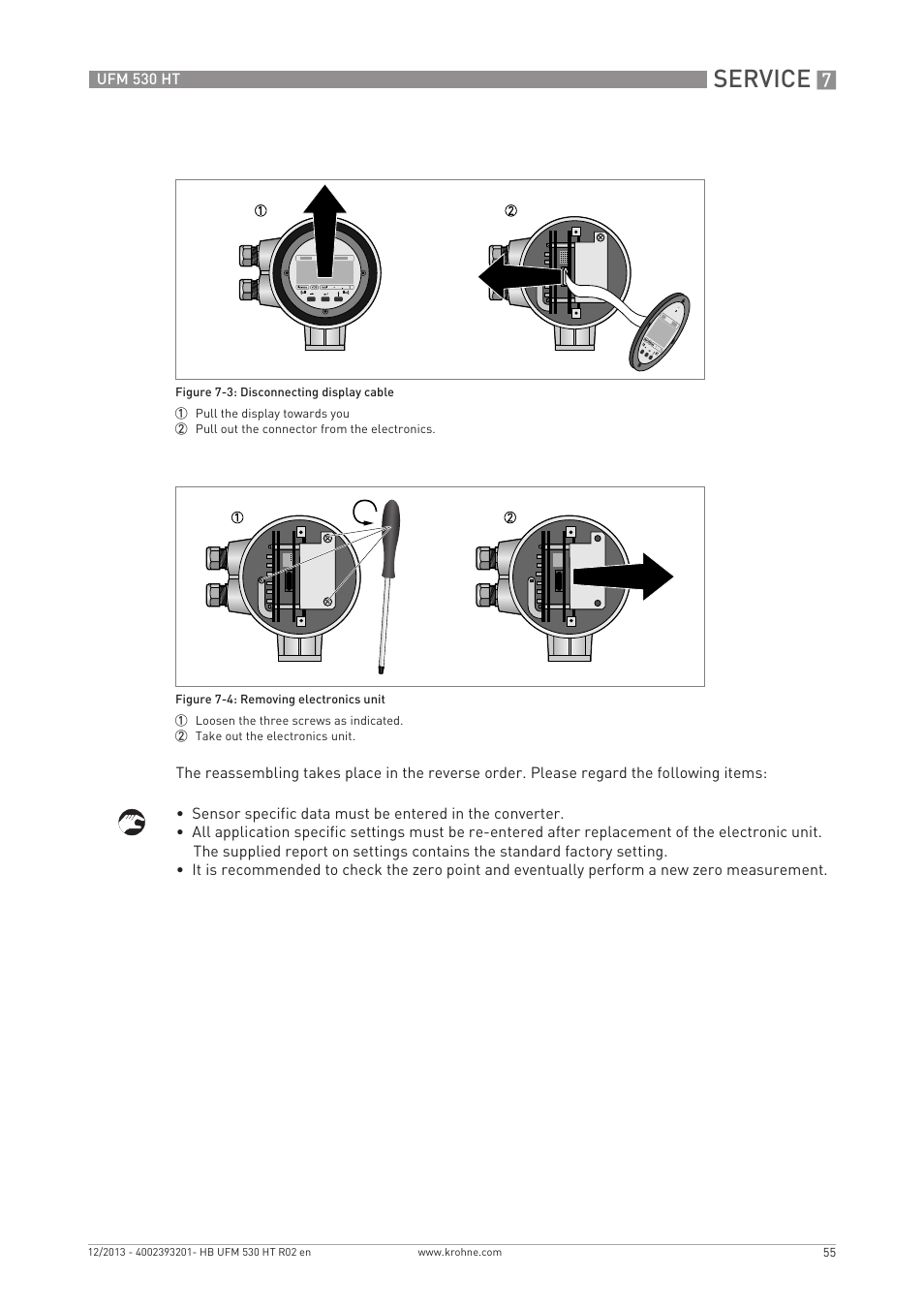 Service | KROHNE UFM 530 HT EN User Manual | Page 55 / 68