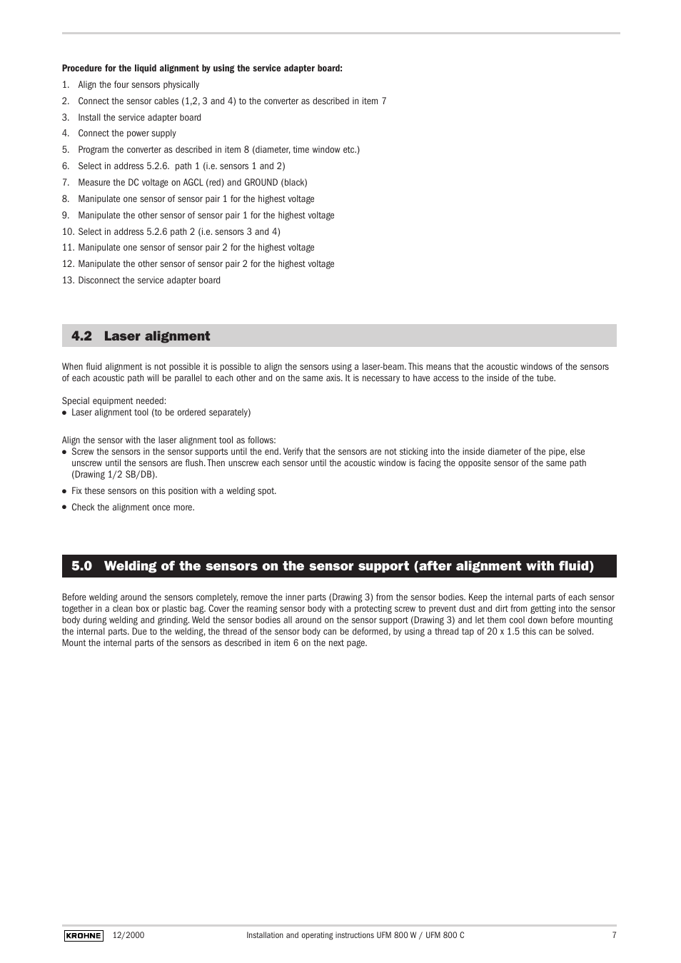 2 laser alignment | KROHNE UFM 800 EN User Manual | Page 7 / 10