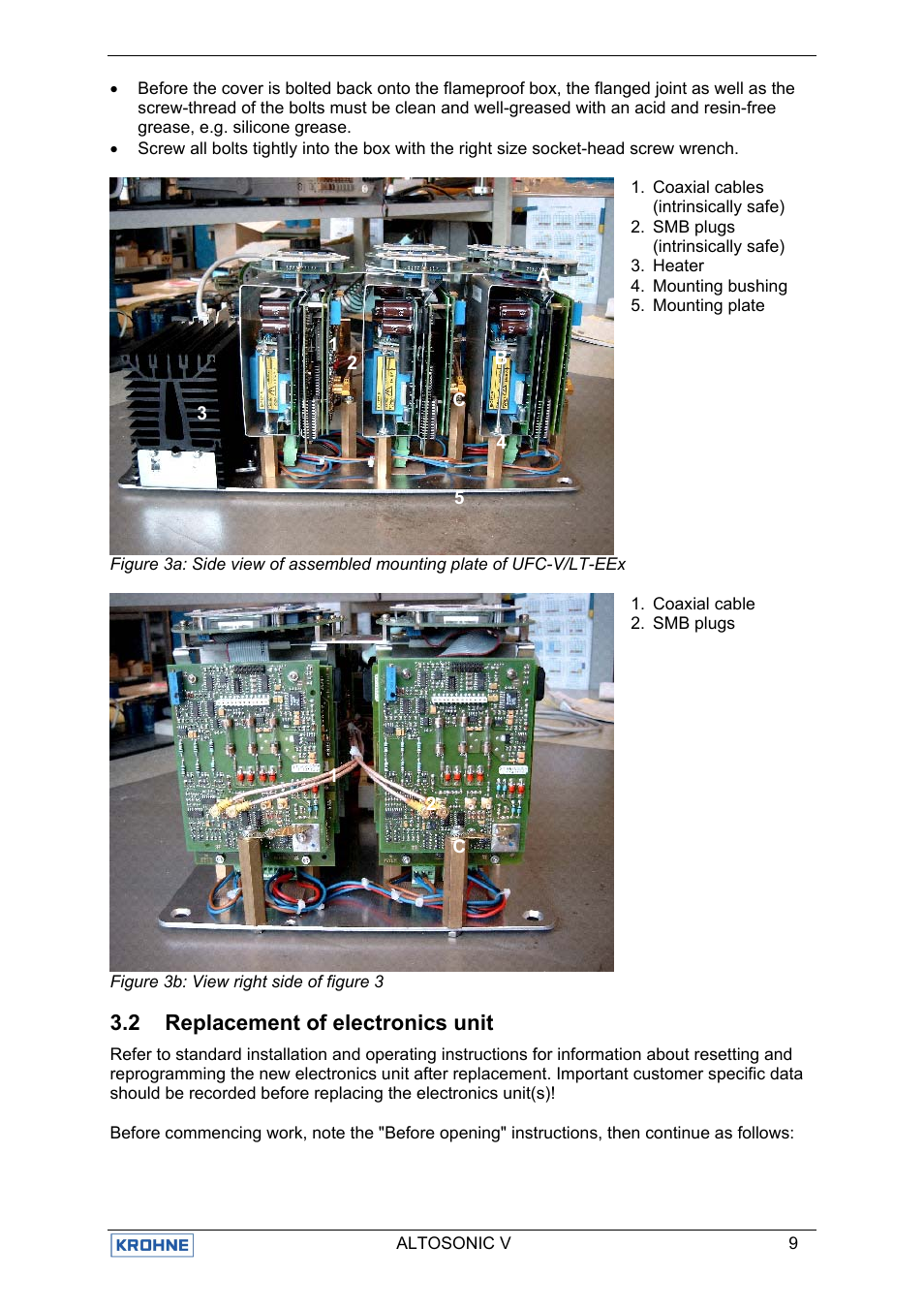 2 replacement of electronics unit | KROHNE ALTOSONIC V EEx EN User Manual | Page 13 / 28