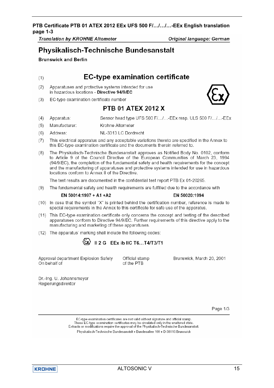 KROHNE ALTOSONIC V EEx EN User Manual | Page 19 / 28