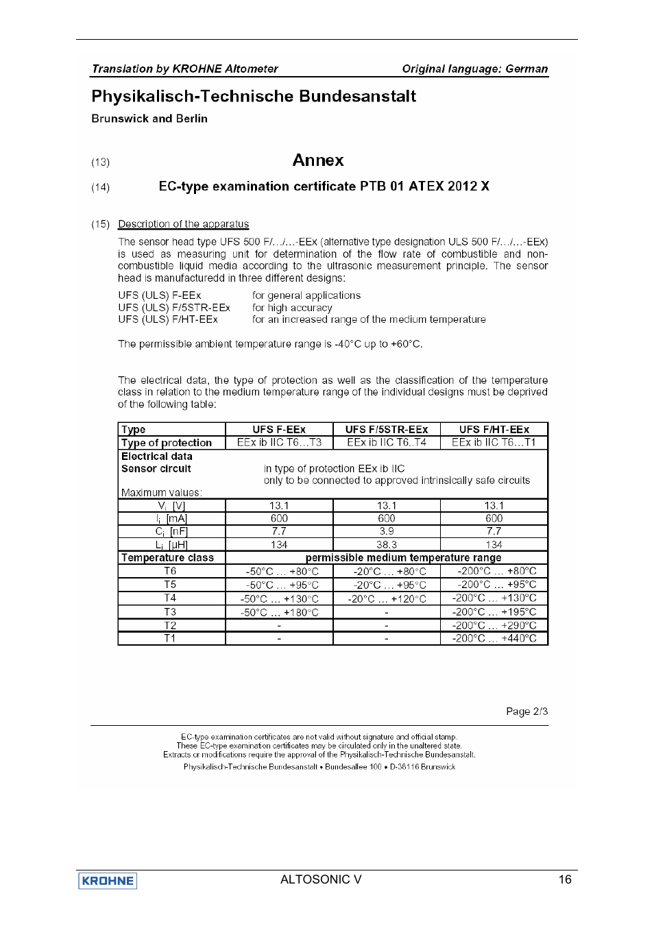 KROHNE ALTOSONIC V EEx EN User Manual | Page 20 / 28