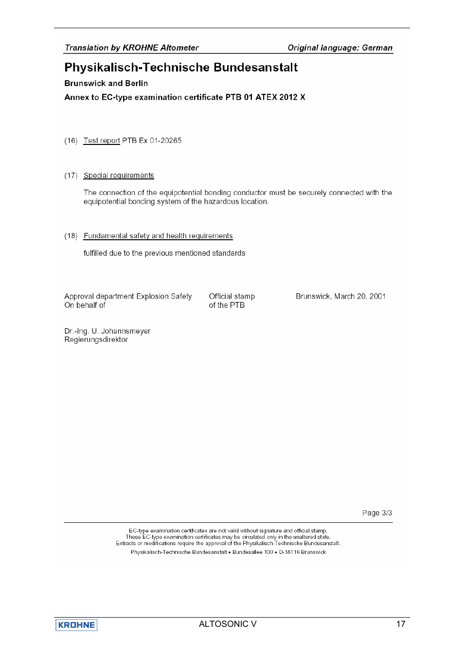 KROHNE ALTOSONIC V EEx EN User Manual | Page 21 / 28