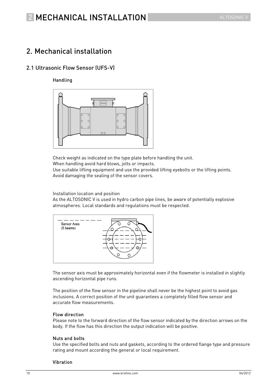 Mechanical installation | KROHNE ALTOSONIC V Installation EN User Manual | Page 10 / 31